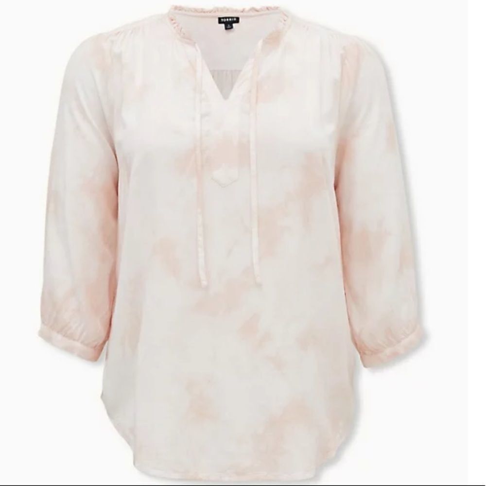 Torrid Dusty Coral Tie-Dye Twill Peasant Top NWT